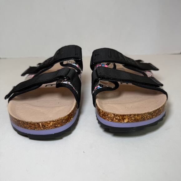 Justice Girls Adjustable Double Strap Cork Footbed Sandals Black Size 4 - Picture 3 of 6